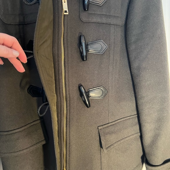 Authentic Burberry Women’s Wool with Toggles Coat, Pea Coat, Green, Size 14 - Picture 3 of 13